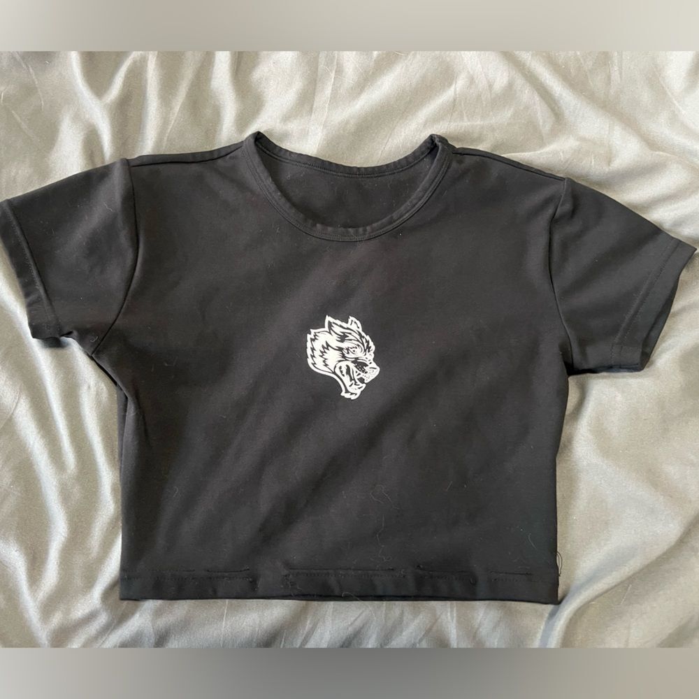 Darc Sport Black Crop Top with White Wolf Logo